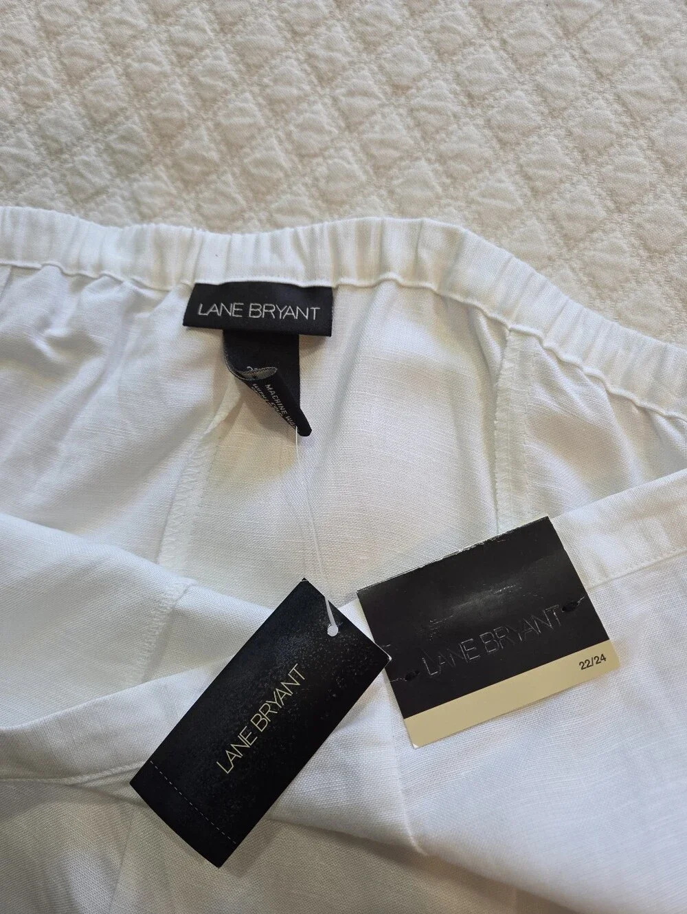 NWT Lane Bryant White Midi Skirt Linen Blend Size 22/24 Lace Hem Cottagecore - Picture 4 of 12